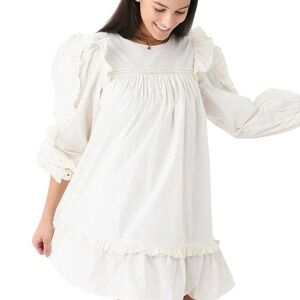 Cleobella Ivory Anabelle Ruffled Shoulder Mini Dress NWOT size S